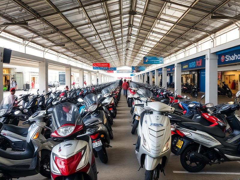 Estacionamento de motos em um shopping